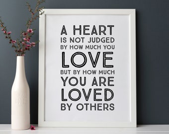 Wizard Of Oz. A Heart Is Not Judged By How Much You Love, But By How Much You Are Loved By ..  INSTANT DOWNLOAD Wall Art Print 8 x 10 inch