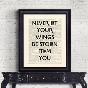 Maleficent Never Let Your Wings Be Stolen From You Dictionary Page Typography INSTANT DOWNLOAD Wall Art Print