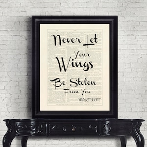 Maleficent Never Let Your Wings Be Stolen From You Dictionary Page Typography INSTANT DOWNLOAD Wall Art Print