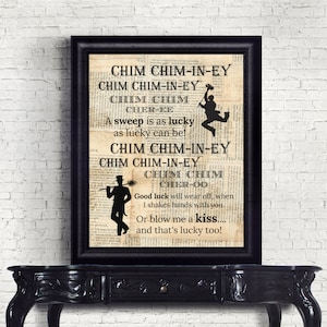Mary Poppins Chim Chim-in-ey Bert Dictionary Page mixed media INSTANT DOWNLOAD Wall Art Print