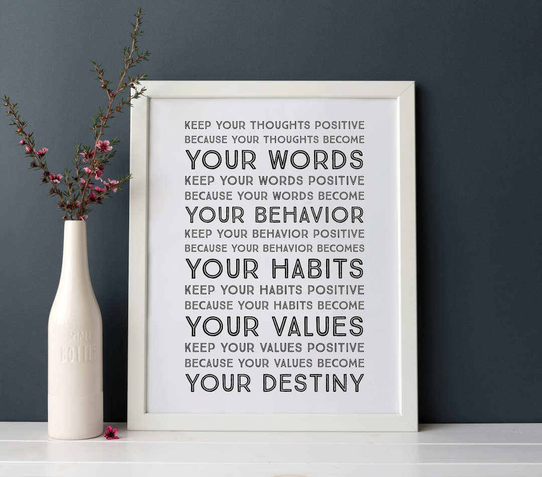 Mahatma Gandhi Keep Your Thoughts Positive Because Your Thoughts Become  Your Words.... INSTANT DOWNLOAD Wall Art Print Poster 8 X 10 - Etsy, image size:1080x951