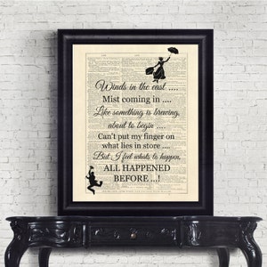 Mary Poppins Winds in the East Dictionary Page INSTANT DOWNLOAD Wall Art Print