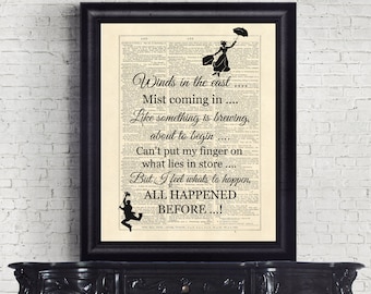 Mary Poppins Winds in the East Dictionary Page INSTANT DOWNLOAD Wall Art Print