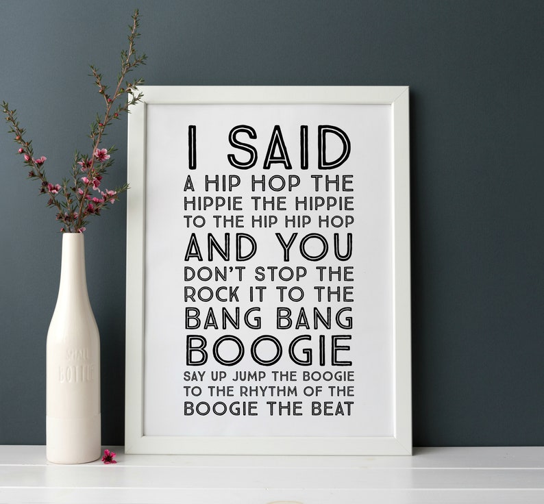 Rappers Delight I Said A Hip Hop the Hippie INSTANT DOWNLOAD - Etsy UK