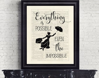 Mary Poppins Returns Everything Is Possible Even The Impossible Dictionary Pages INSTANT DOWNLOAD  Wall Art Print Poster