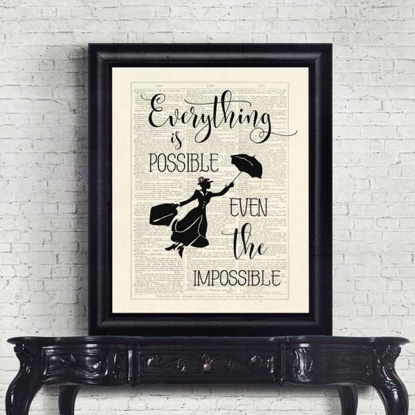 Mary Poppins Returns Everything Is Possible Even The Impossible Dictionary Pages INSTANT DOWNLOAD  Wall Art Print Poster