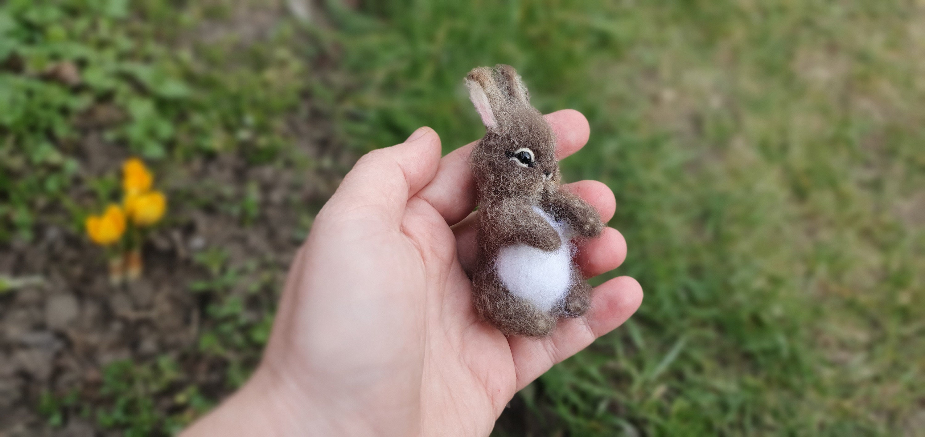 Needle Felted Little Bunny Miniature Sculpture Baby Bunny Hare Rabbit ...