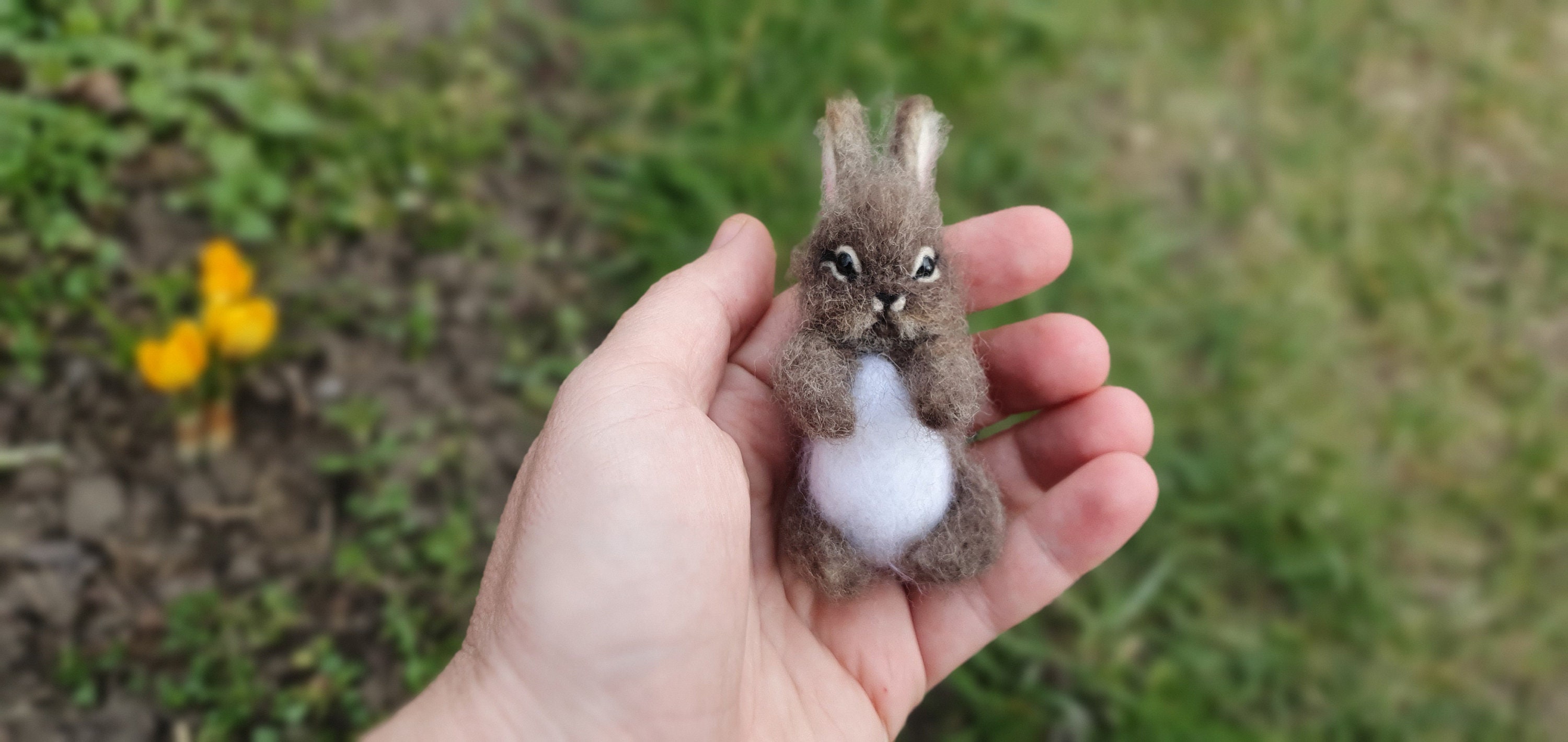 Needle Felted Little Bunny Miniature Sculpture Baby Bunny Hare Rabbit ...