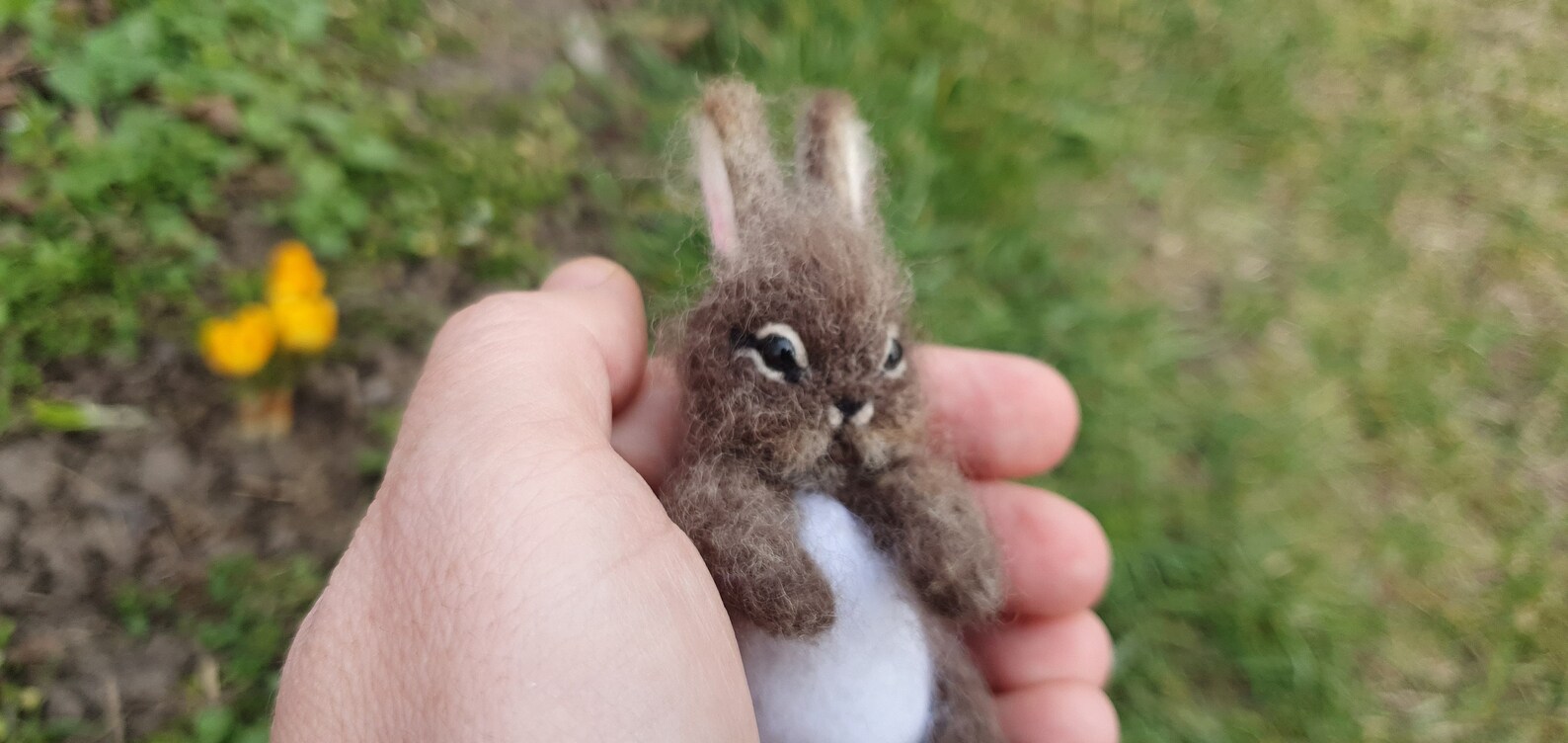 Needle Felted Little Bunny Miniature Sculpture Baby Bunny Hare Rabbit ...