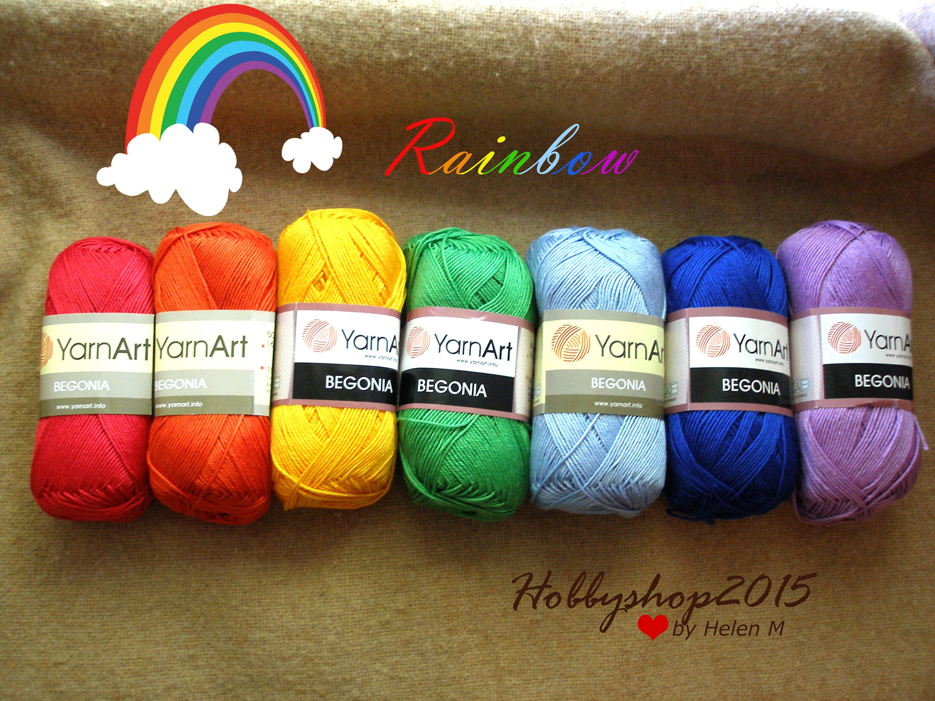 Cotton yarn set Rainbow 100 Mercerized cotton yarn crochet Etsy