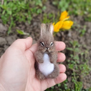 Needle Felted Little Bunny Miniature Sculpture Baby Bunny Hare Rabbit ...
