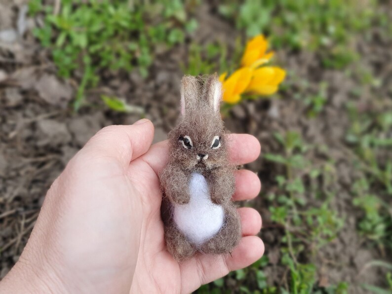 Needle Felted Little Bunny Miniature Sculpture Baby Bunny Hare Rabbit ...