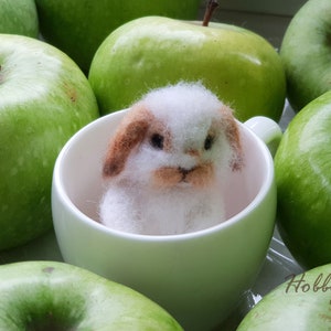 Needle Felted Animal Bunny Hare Rabbit Pet Memorial Realistic Mini ...