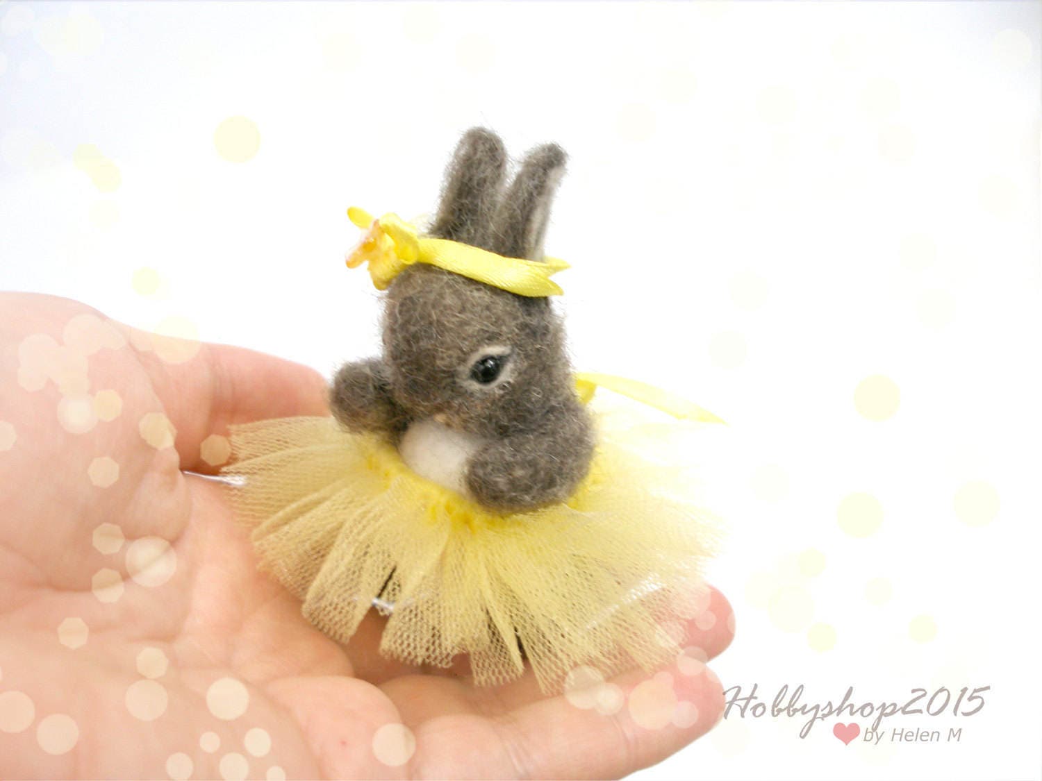 Dollhouse Needle Felted Animal Handmade Felt Bunny Brown Hare Rabbit ...