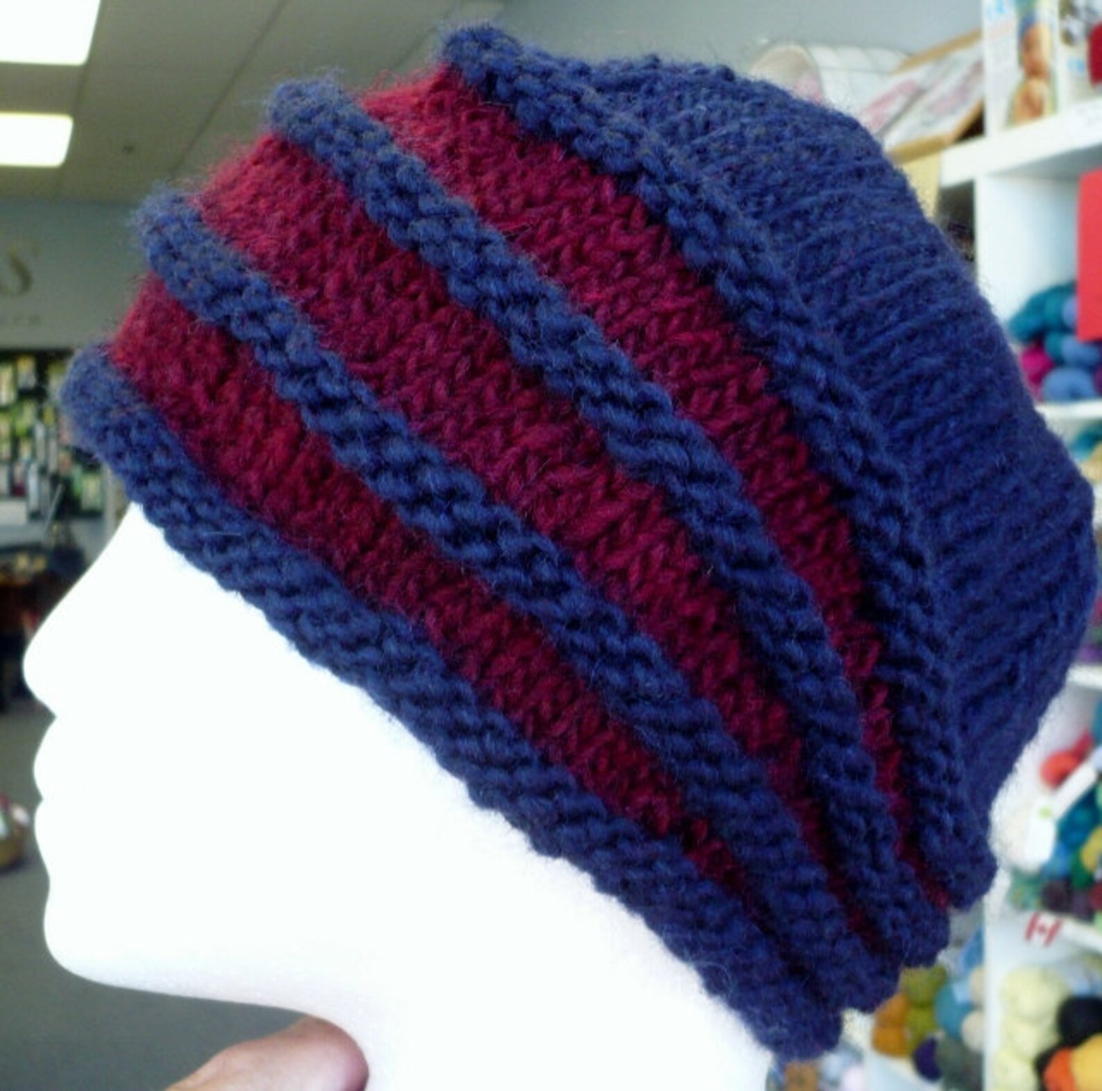 1920's Striped Hat Knitting Pattern PDF Download Chunky Etsy