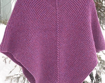 50 x 50 Poncho Knitting Pattern, pdf, garter stitch, chunky