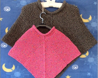 Diamond Poncho, Knitting Pattern, pdf, garter stitch, chunky