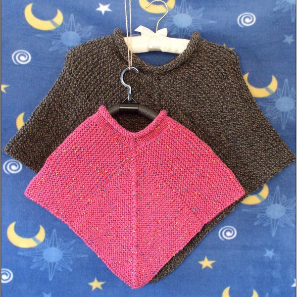 Diamond Poncho, Knitting Pattern, pdf, garter stitch, chunky