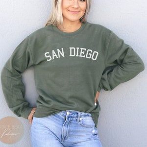 San Diego Sweatshirt, San Diego Sweater, San Diego Beach Sweater, San Diego Vacation Sweater, Beach Vacation Sweatshirts, Family Sweatshirt Military Green