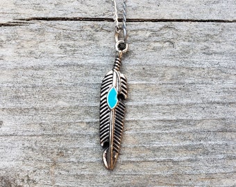 Silver Feather Necklace - Sterling Silver Chain Necklace - Silver Pendant Necklace - Feather Necklace - Silver Jewelry