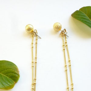 Gold Plated Ball Earrings - Gold Sphere Earring - Gold Stud Earrings - Single Sphere Earring - Gold Dangle Earrings - Gold Drop Earrings