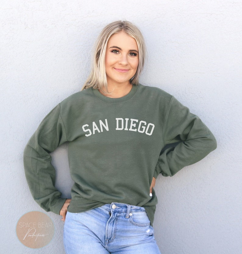 San Diego Sweatshirt, San Diego Sweater, San Diego Beach Sweater, San Diego Vacation Sweater, Beach Vacation Sweatshirts, Family Sweatshirt Military Green