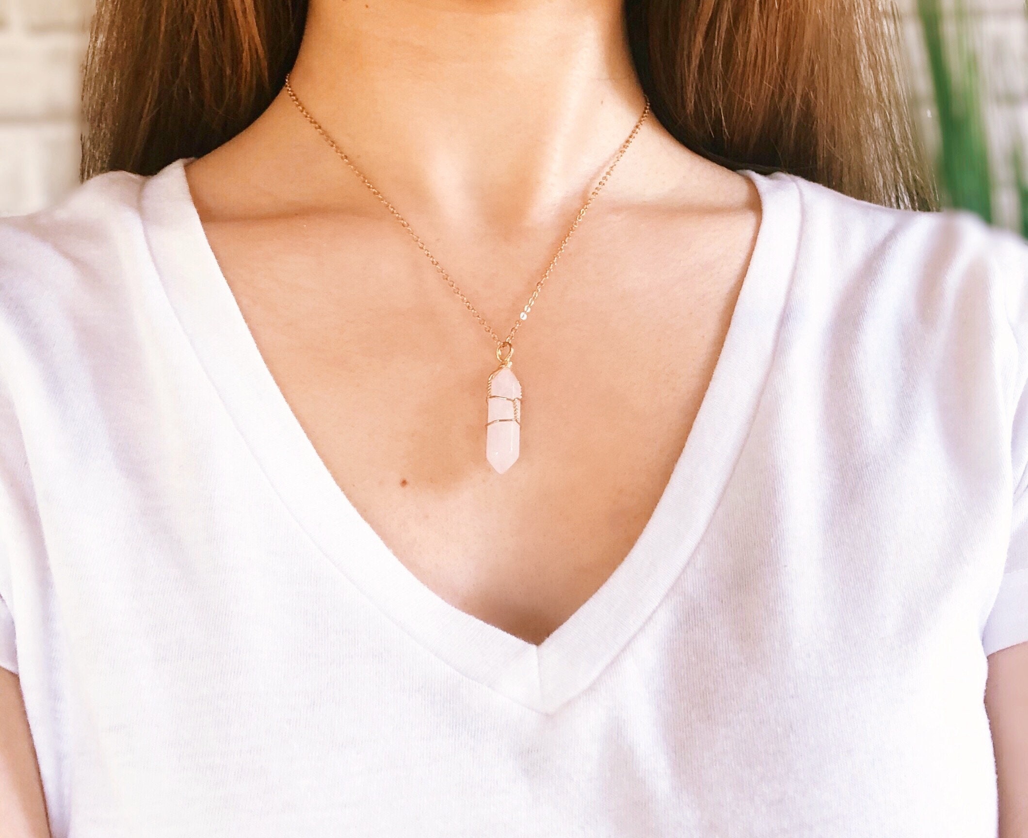 Crystal Necklace Crystals Wire Wrap Crystal Jewelry Etsy UK