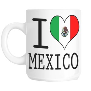 I Love Heart Mexico Mexican Flag Design Gift Mug
