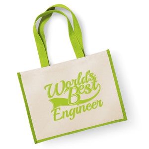 World&#39;s Best Engineer Gift Jute Shopping Shopper Bag