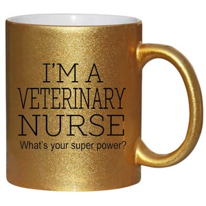 Veterinary Nurse VET Thank You Gift Secret Santa Gold Glitter Mug shan286