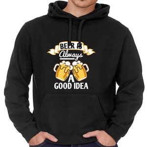 Bebedor de cerveza bebiendo eslogan divertido papá bod regalo de cumpleaños de navidad adultos hombres algodón negro rico forro polar sudadera con capucha