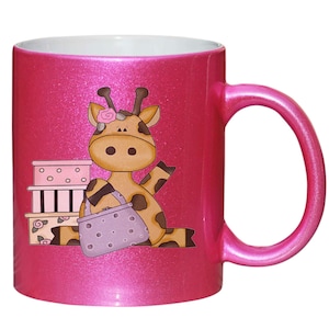 Giraffe Lover Gift Pink Glitter Mug