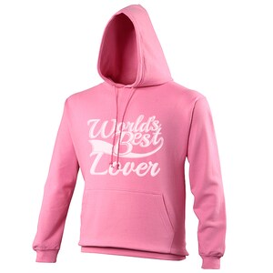 World&#39;s Best Lover Gift Adults Mens Ladies Womens Candy Floss Pink Unisex Hoodie