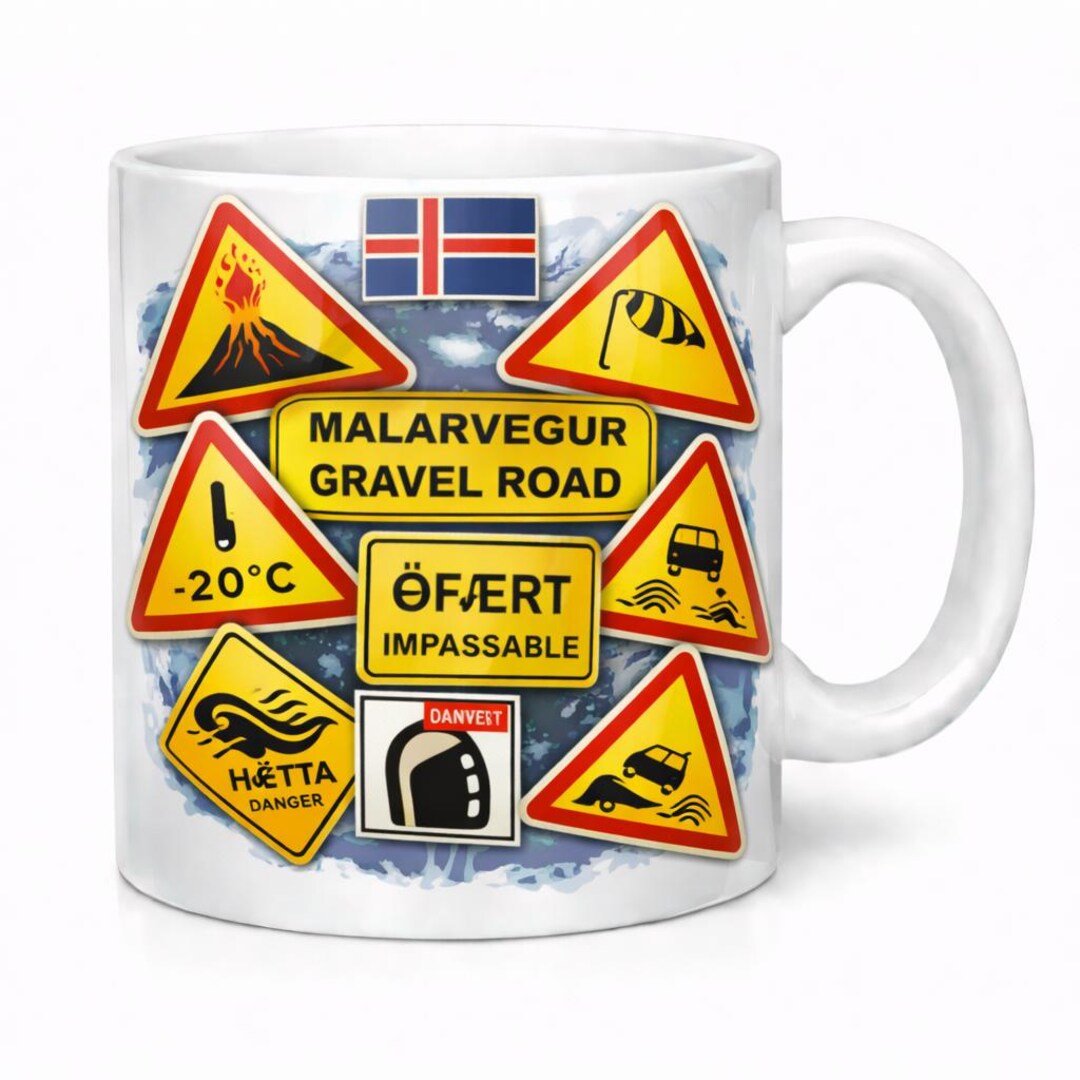 Iceland Road Signs Collection Coffee Tea Cup Nordic Travel Driving Gift ...