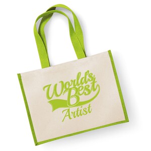 World&#39;s Best Artist Gift Jute Shopping Shopper Bag