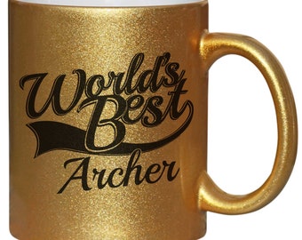 Archer World's Best Secret Santa Birthday Gift Mug Gold Glitter