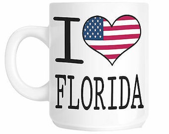 I Love Heart Florida USA Flag Gift Mug