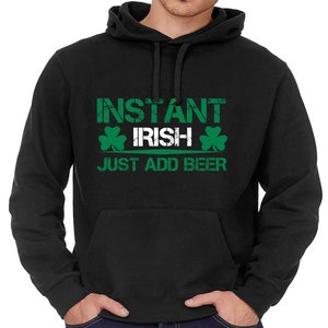 Irish beer drinker drinking funny slogan dad bod funny christmas birthday gift adults mens unisex black cotton rich fleece lined hoodie