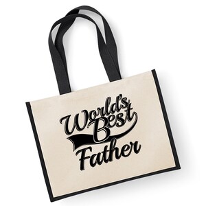 World&#39;s Best Father Gift Jute Shopping Shopper Bag