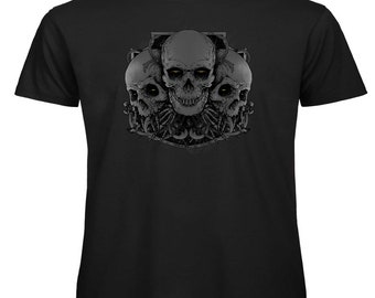 Gothic Goth Skulls Halloween Gift Adults Mens Unisex Black Organic T Shirt