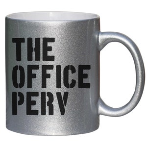 Office Perv Funny Gift Secret Santa Christmas Silver Glitter Mug shan765