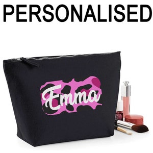 Personalised women&#39;s makeup bag make up case wedding mum birthday gift leopard print