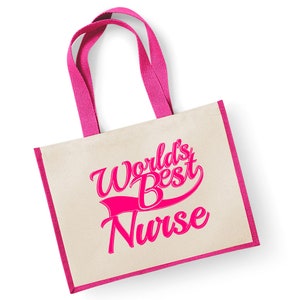 World&#39;s Best Nurse Thank You Gift Jute Shopping Shopper Bag