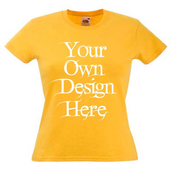 Ladies Womens Yellow T Shirt Personalised Text Custom Design Etsy