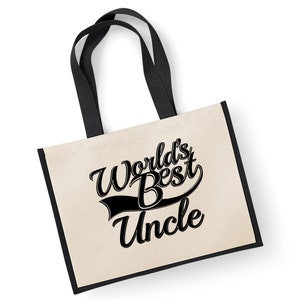 World&#39;s Best Uncle Thank You Gift Jute Shopping Shopper Bag