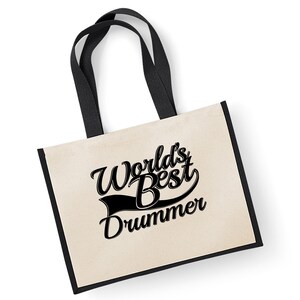 World&#39;s Best Drummer Gift Jute Shopping Shopper Bag
