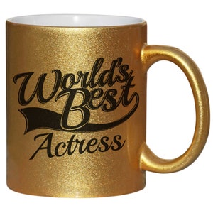 Actress World&#39;s Best Secret Santa Birthday Gift Mug Gold Glitter