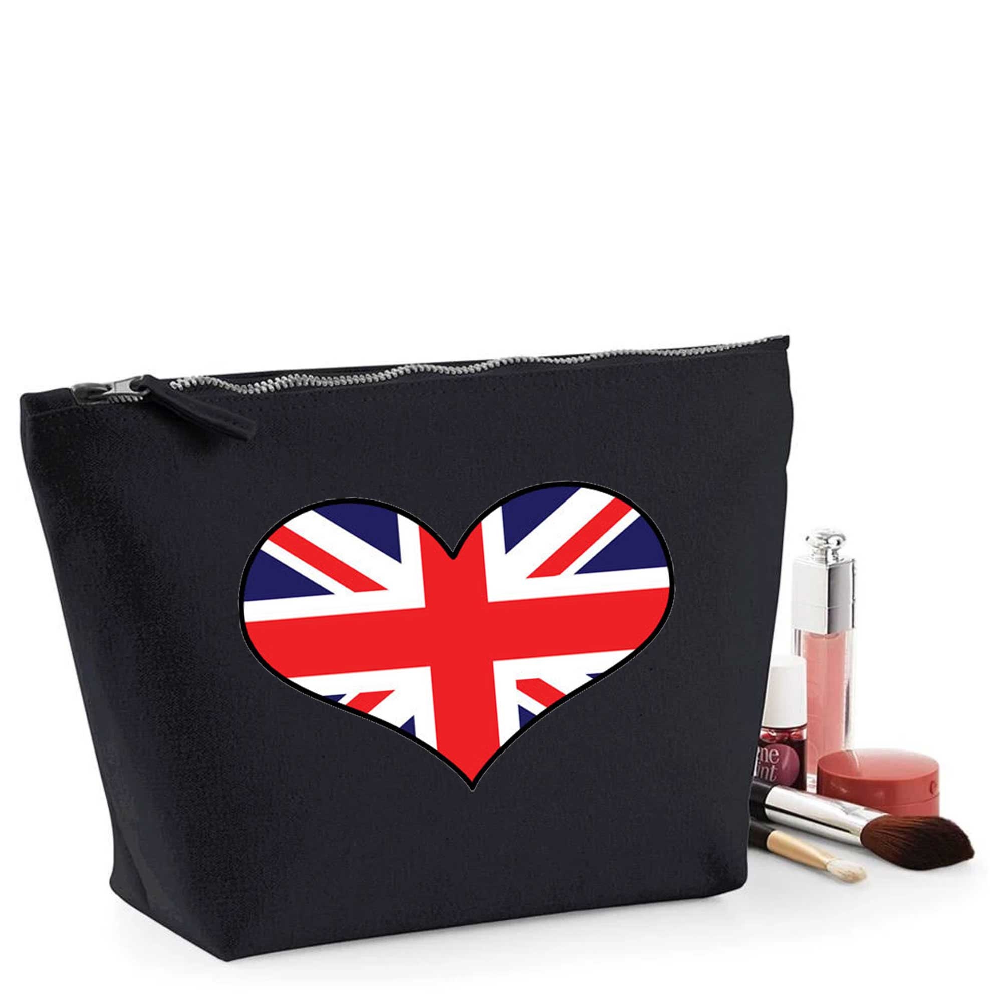 UK Union Jack Heart Flag Gift Women's Makeup Bag Accessory Case