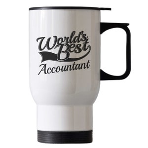 Accountant birthday christmas novelty gift travel thermal cup mug white or silver