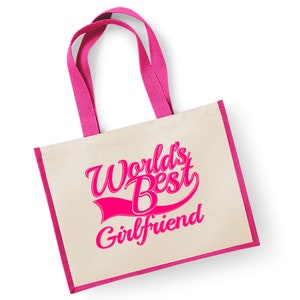 World&#39;s Best Girlfriend Gift Jute Shopping Shopper Bag